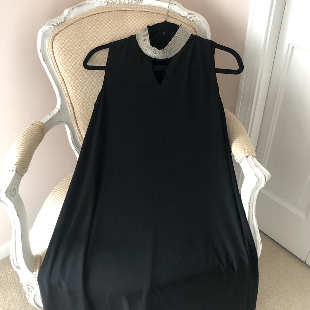 Joseph Ribkoff A-line swing dress with beaded neck
